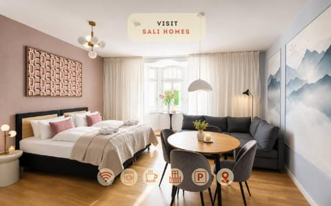 Bed, Living room, Photo of the whole room, Seating area, Bedroom