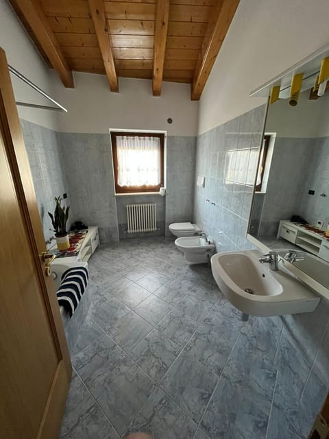 Toilet, bidet, towels