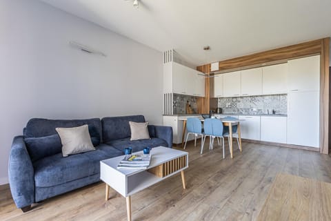 Kitchen or kitchenette, Living room, Seating area, Dining area