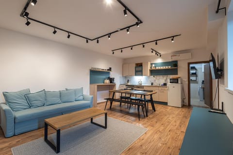 TV and multimedia, Kitchen or kitchenette, Living room, Seating area, Dining area, dishwasher, oven, stove