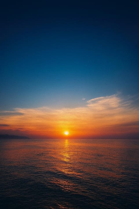 Natural landscape, Sea view, Sunset