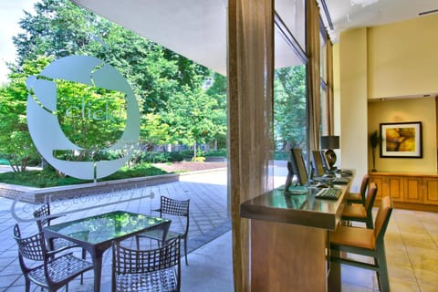 Property building, Business facilities, Seating area, Garden view