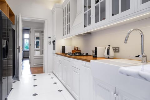 Kitchen or kitchenette, dishwasher, stove