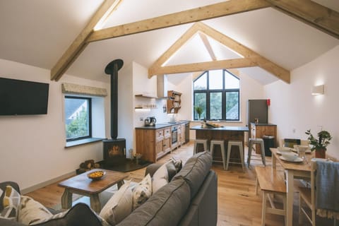 TV and multimedia, View (from property/room), Kitchen or kitchenette, Living room, Seating area, Dining area, Garden view, River view, fireplace