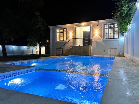 Property building, Night, Pool view, Swimming pool