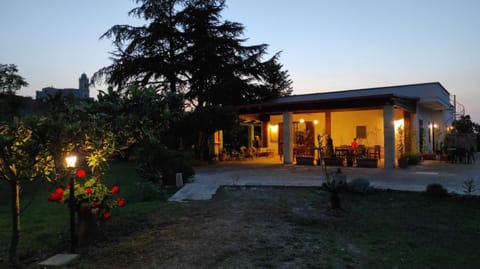 Property building, Night, Garden, Garden view