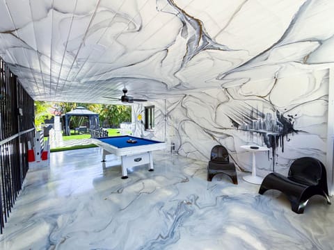 Patio, Billiard, Pool view, sunbed