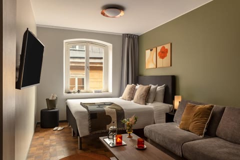 Bed, TV and multimedia, Living room, Photo of the whole room, Seating area, Bedroom