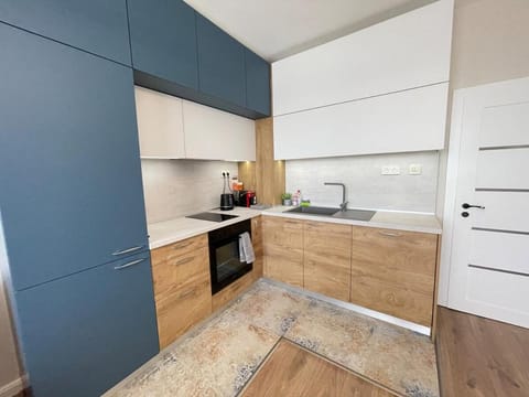 Kitchen or kitchenette, oven, stove