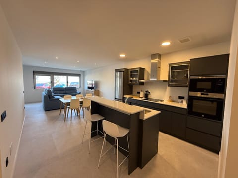 Kitchen or kitchenette, Living room, Dining area, dishwasher, stove