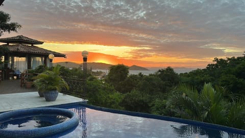 Nearby landmark, Natural landscape, Pool view, Sea view, Swimming pool, Sunset