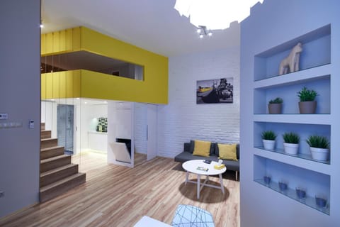 Kitchen or kitchenette, Living room, Seating area
