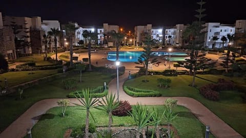 Property building, Night, Garden, Garden view, Pool view, Swimming pool