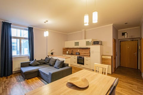 Kitchen or kitchenette, Living room, Dining area, oven, stove