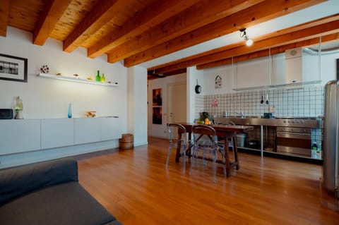 Kitchen or kitchenette, Living room, Dining area, stove