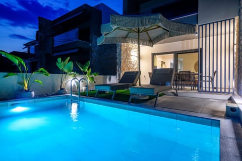 Night, Pool view, Swimming pool