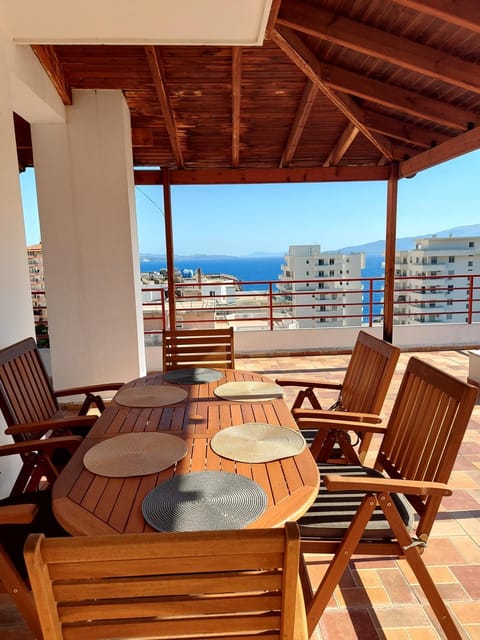 View (from property/room), Balcony/Terrace, Seating area, Sea view