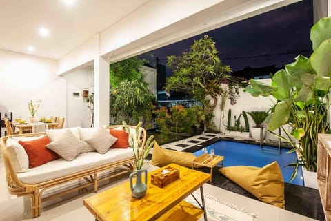 Living room, Seating area, Pool view, Swimming pool
