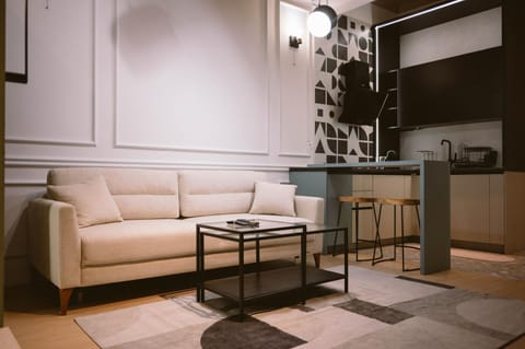 Kitchen or kitchenette, Living room, Seating area
