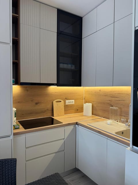 Kitchen or kitchenette, minibar, stove
