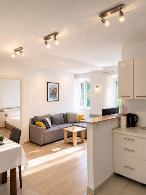 Kitchen or kitchenette, Living room, Seating area