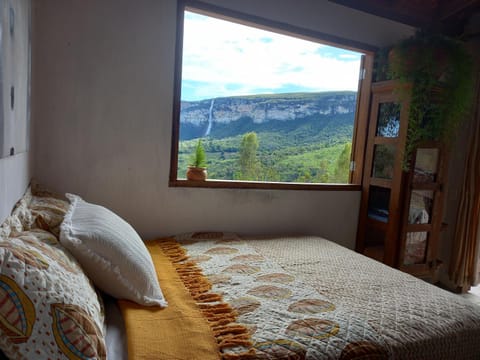 Bed, Natural landscape, Bedroom, Mountain view