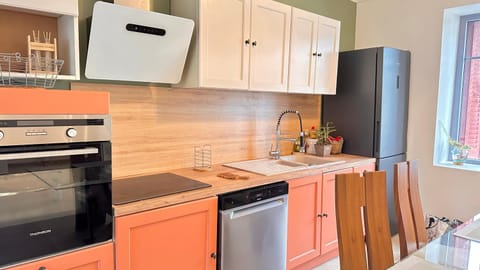 Kitchen or kitchenette, stove