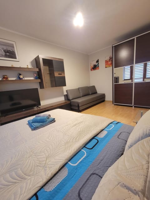 Bed, TV and multimedia, Living room, Photo of the whole room, Seating area, Bedroom