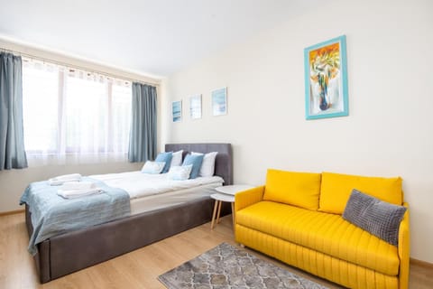 Bed, Living room, Seating area