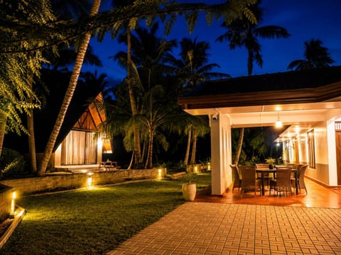 Property building, Night, Garden, Garden view