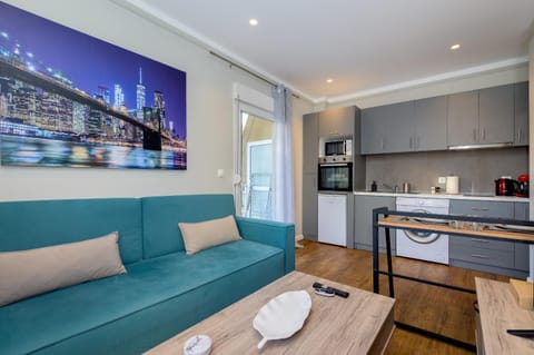 Kitchen or kitchenette, Living room, Seating area, oven, washing machine