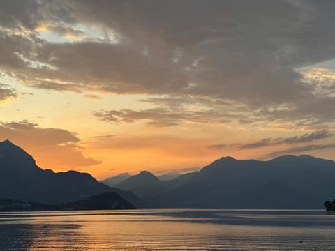 Natural landscape, Lake view, Mountain view, Sunset