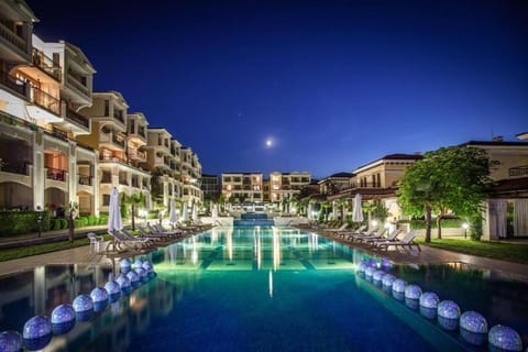 Property building, Night, Pool view, Swimming pool