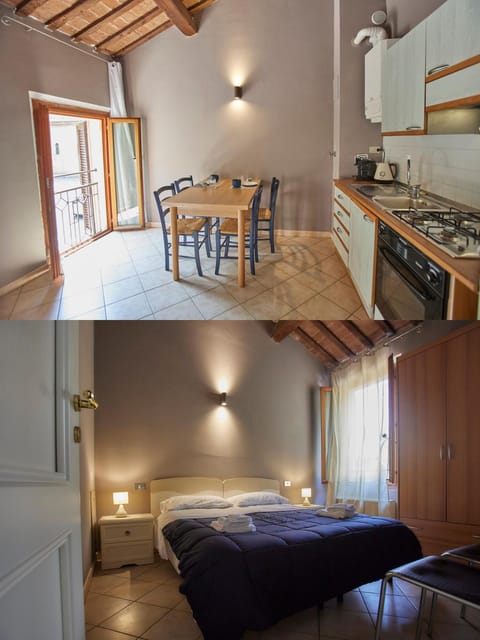 Kitchen or kitchenette, Dining area, Bedroom, stove