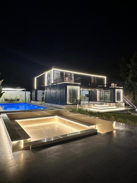 Property building, Night, Pool view, Swimming pool