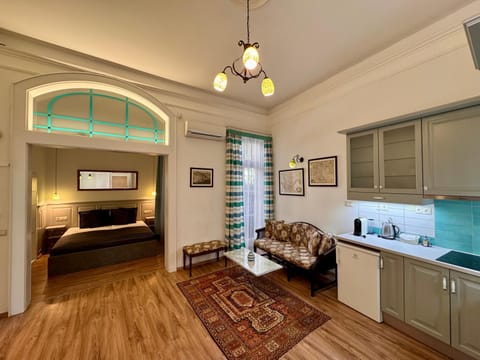 Bed, Kitchen or kitchenette, Living room, Photo of the whole room, Seating area, Bedroom, stove