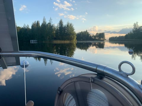 Accommodation on a sailboat in Sysmä harbour Docked boat in Finland