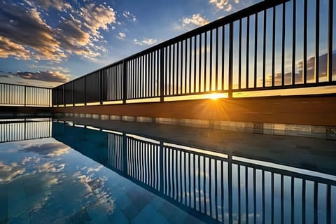 Pool view, Swimming pool, Sunset