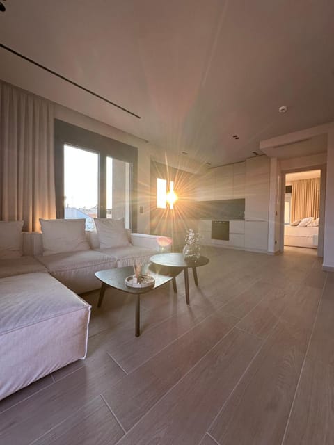 Living room, Sunset, kitchen