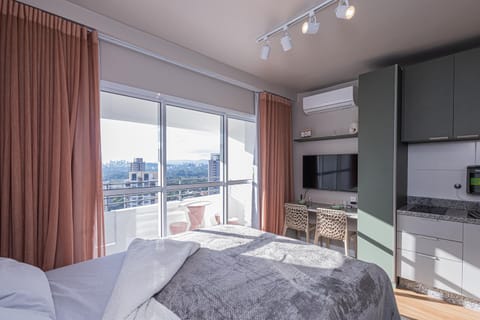 Bed, View (from property/room), Bedroom, City view, air conditioner