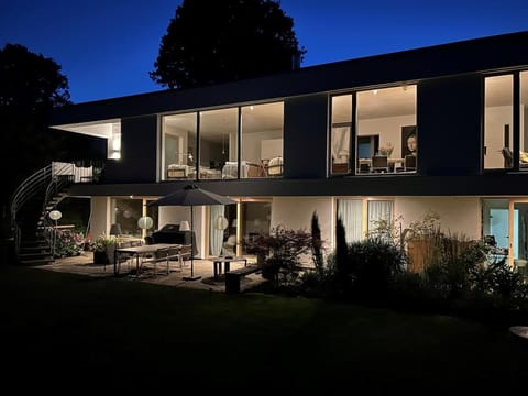 Property building, Night, Garden