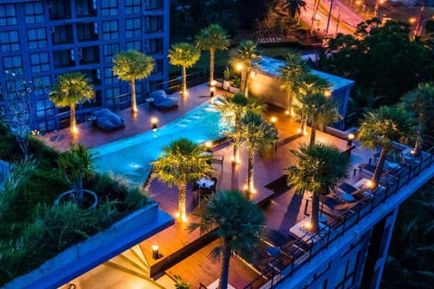 Night, Pool view, Swimming pool