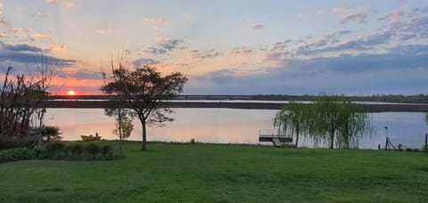 Spring, Fishing, Garden, River view, Sunset