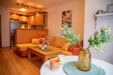 Kitchen or kitchenette, Living room, Seating area, Dining area, stove