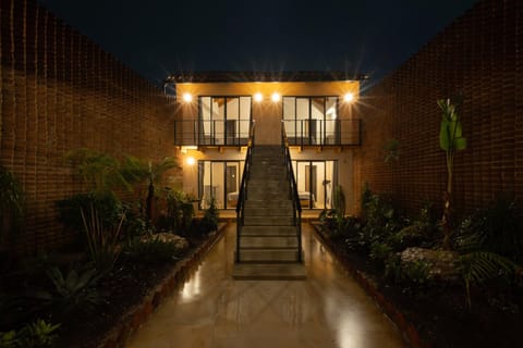 Property building, Night, Garden, Garden view