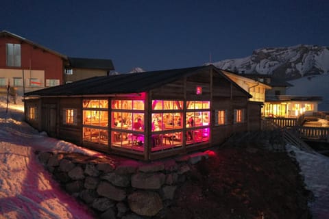 Property building, Restaurant/places to eat, Night, Natural landscape, Winter, Mountain view