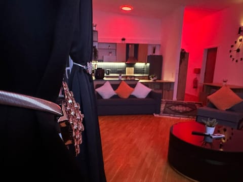 Kitchen or kitchenette, Living room, Seating area