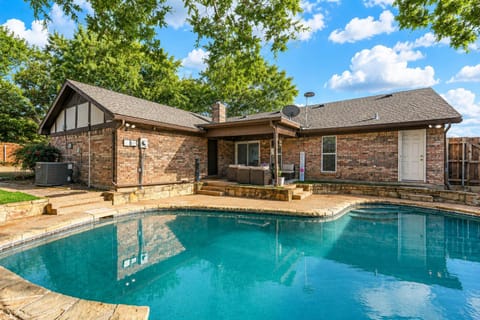 Patio, Garden, Seating area, Swimming pool