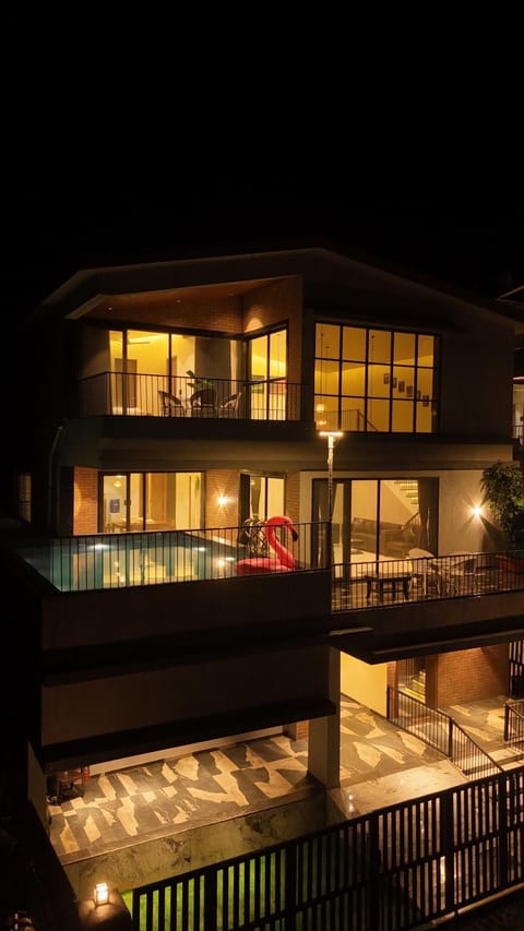 Property building, Night, Pool view, Swimming pool