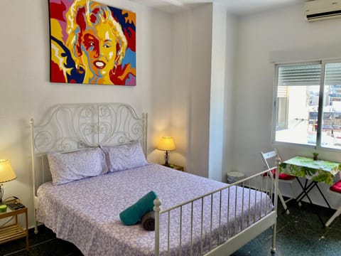 Bed, View (from property/room), Bedroom, City view, air conditioner